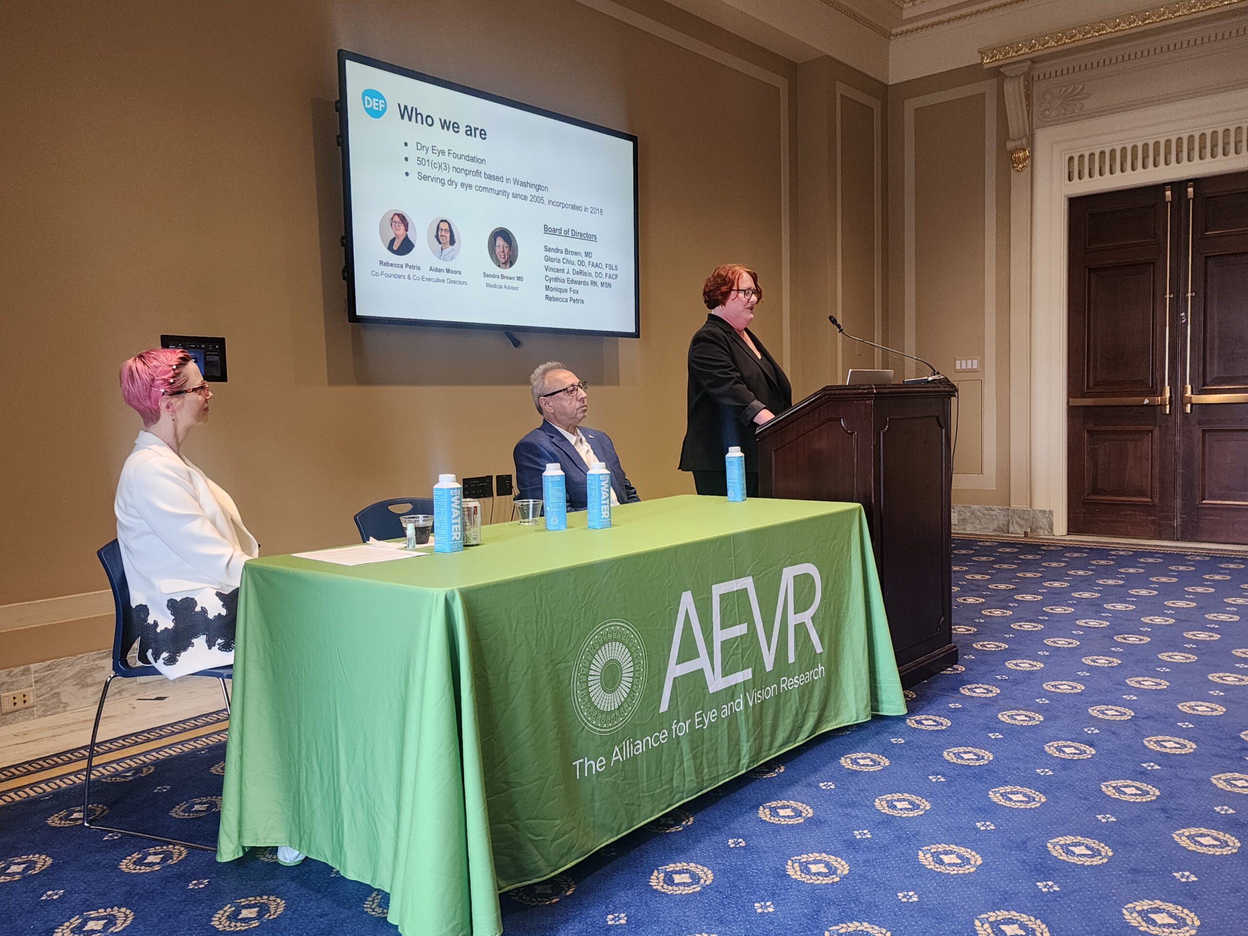 In July 2024, AEVR hosted a highly successful Congressional Briefing on Dry Eye Disease, drawing a substantial turnout of attendees and featuring powerful presentations from leading experts in the field. This event underscored the critical need for increased funding in vision science research to address the widespread impact of dry eye disease on millions of Americans.